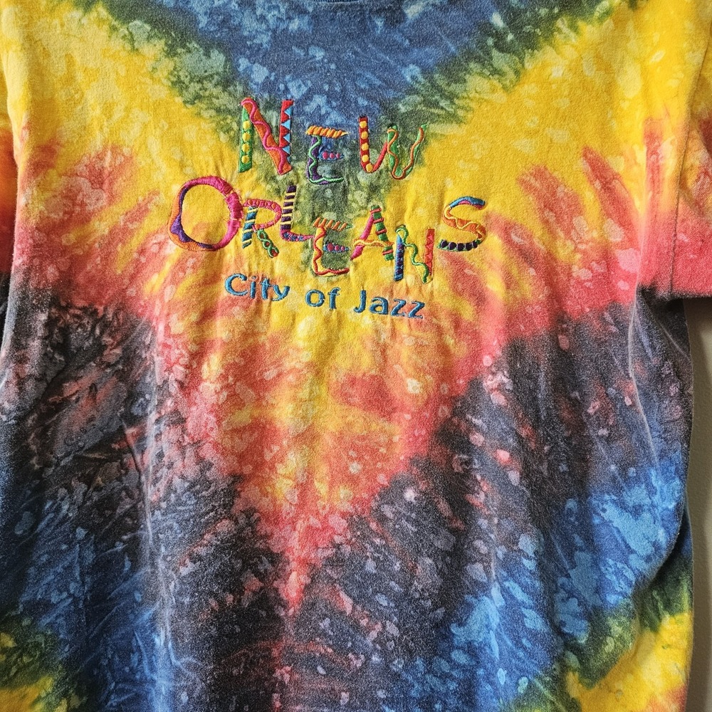 Vintage New Orleans Tye Dye T-shirt Women's Size Large City Of Jazz Music